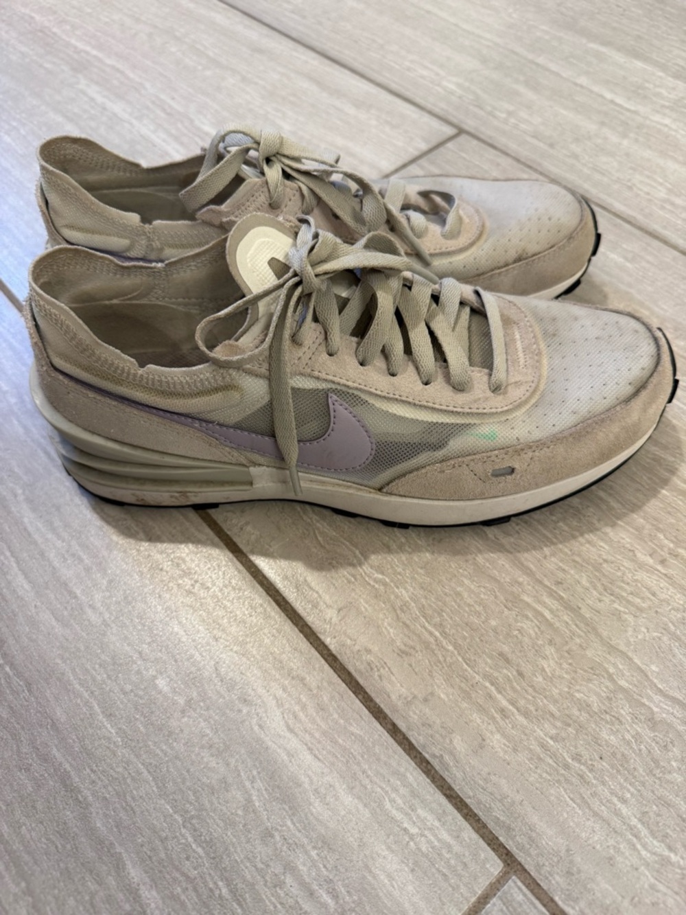 Nike Women's Taupe and Light Lavender Low-Profile Sneakers